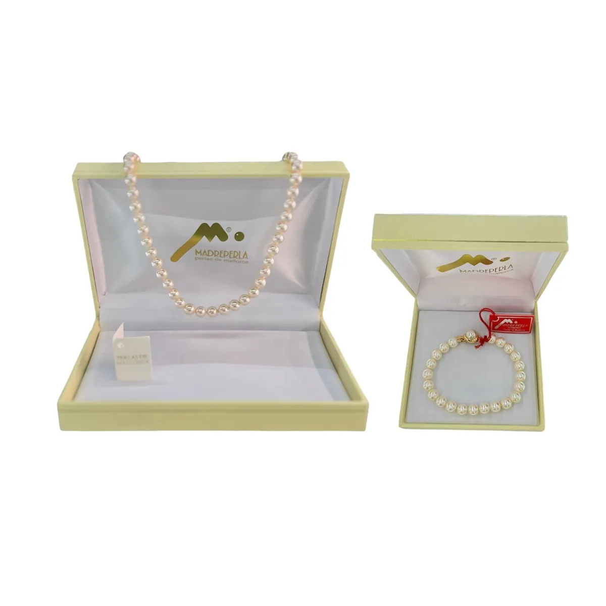 MALLORCA - Set Collar de Perlas 60 cm mas Pulsera de Mallorca Enchapado en Oro