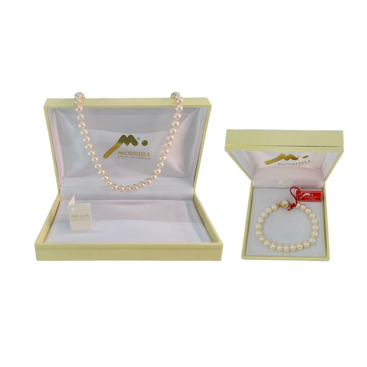 MALLORCA - Set Collar de Perlas 60 cm mas Pulsera de Mallorca Enchapado en Oro