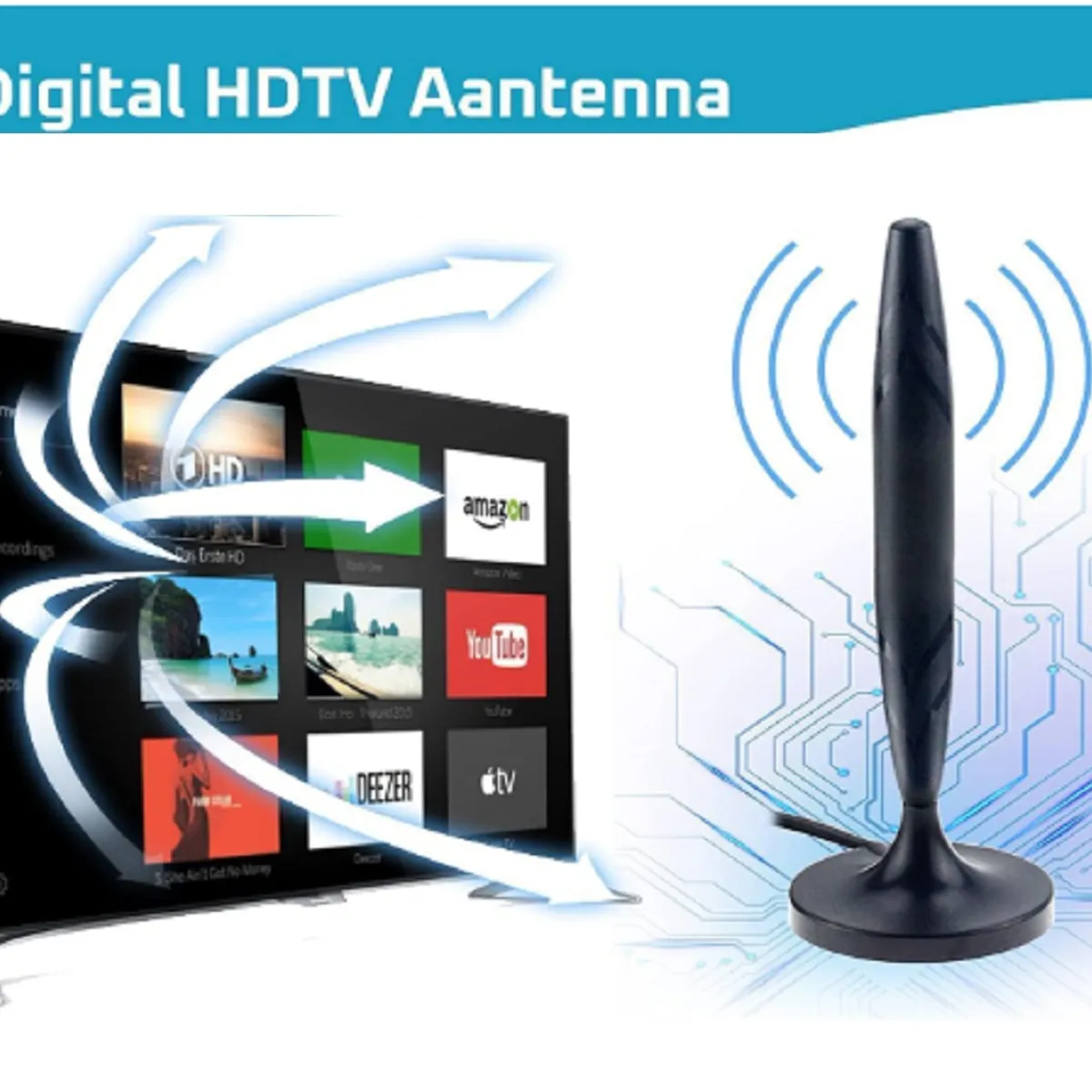 GENERICO - Antena Hd Tv Digital Abierta Tvd Interior Coaxial Dcm129
