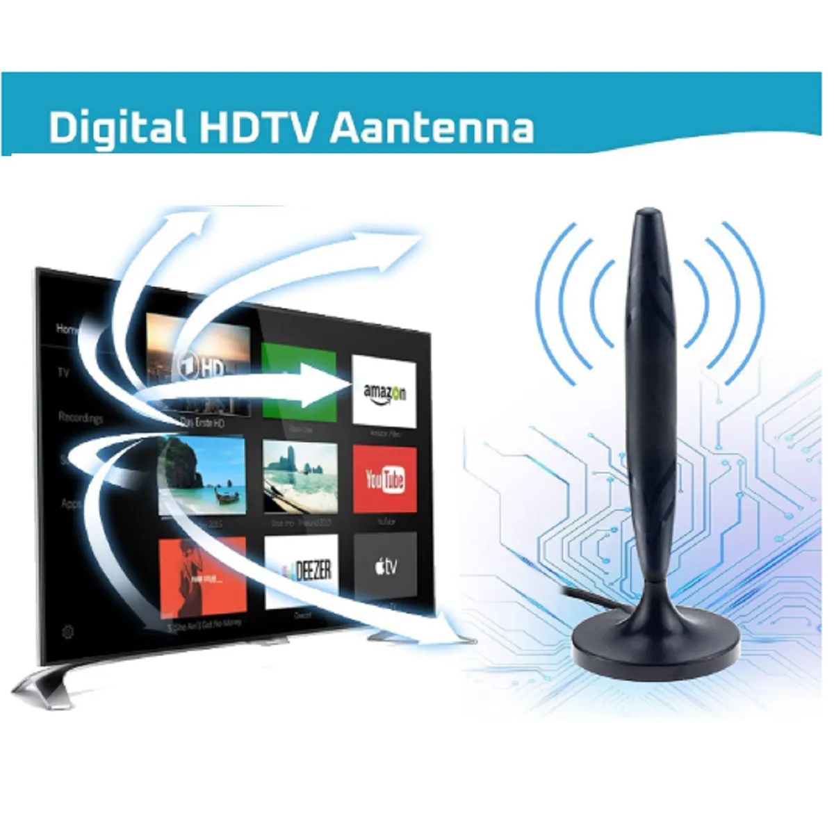 GENERICO - Antena Hd Tv Digital Abierta Tvd Interior Coaxial Dcm129
