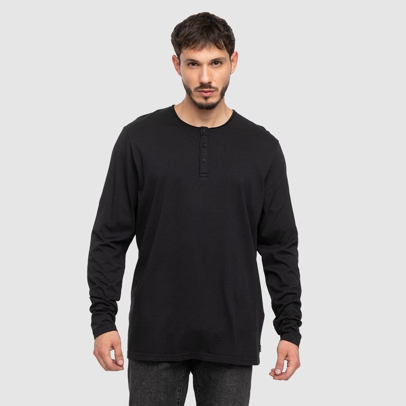 BUBBA - Henley Tee Black  Black Bubba_.