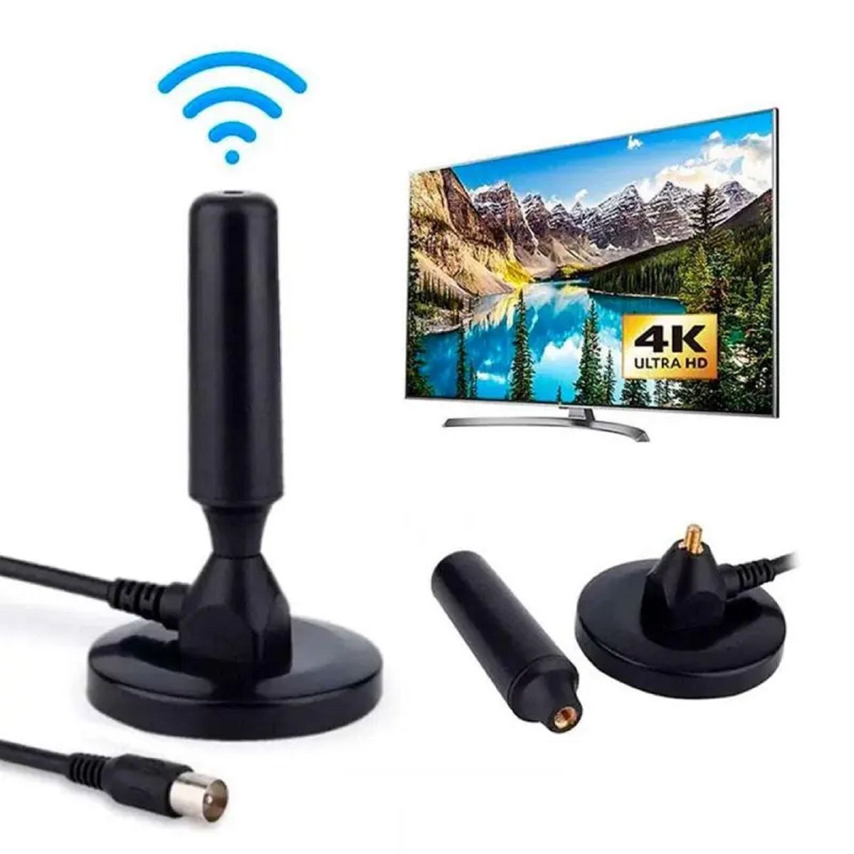 GENERICO - Antena Tv Digital Abierta Hd  de Interior 360 Coaxial