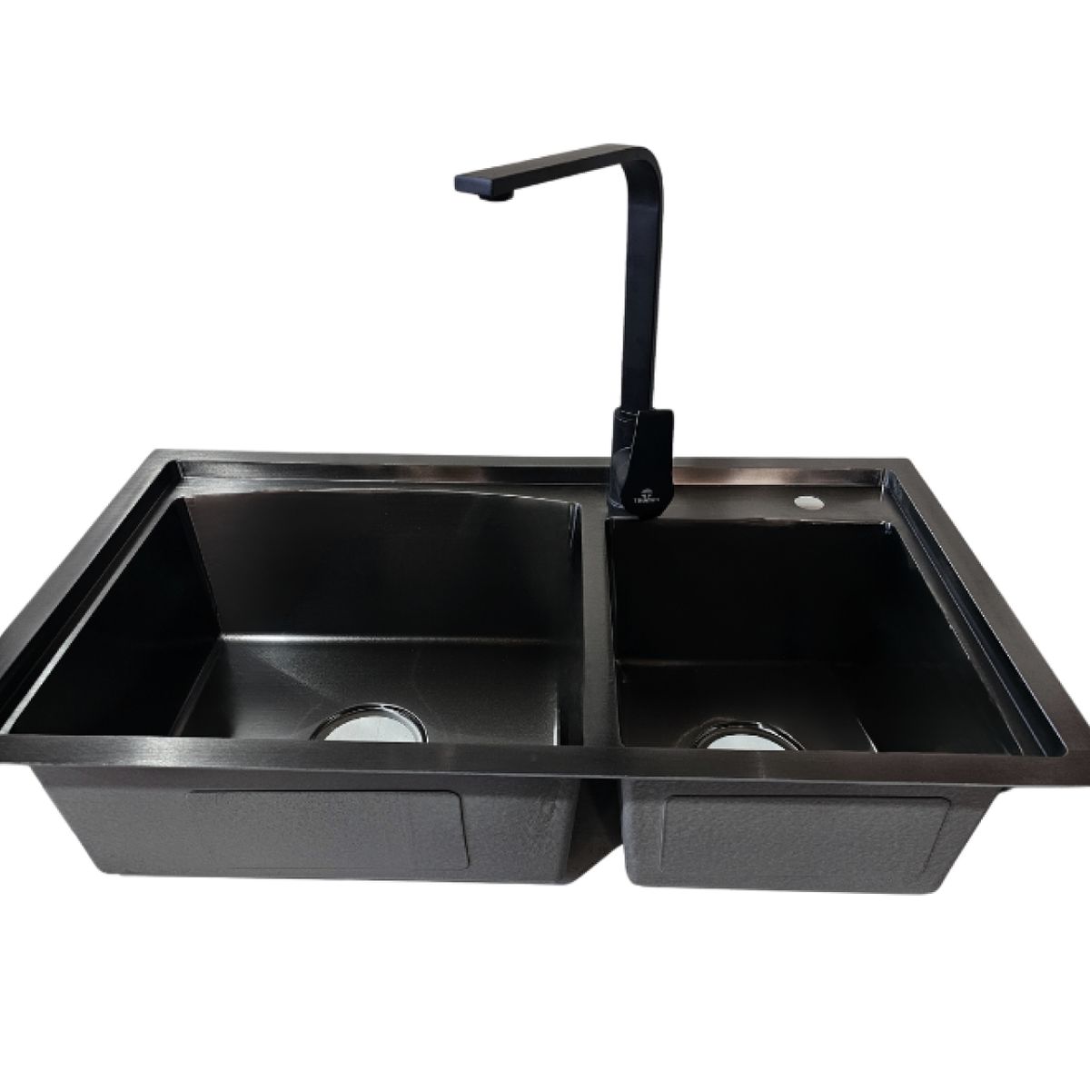 MODERN SPACE - Lavaplatos 78x43 Cm Negro Deluxe + Grifería Monomando Negra