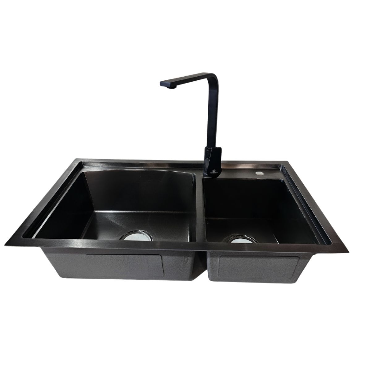 MODERN SPACE - Lavaplatos 78x43 Cm Negro Deluxe + Grifería Monomando Negra