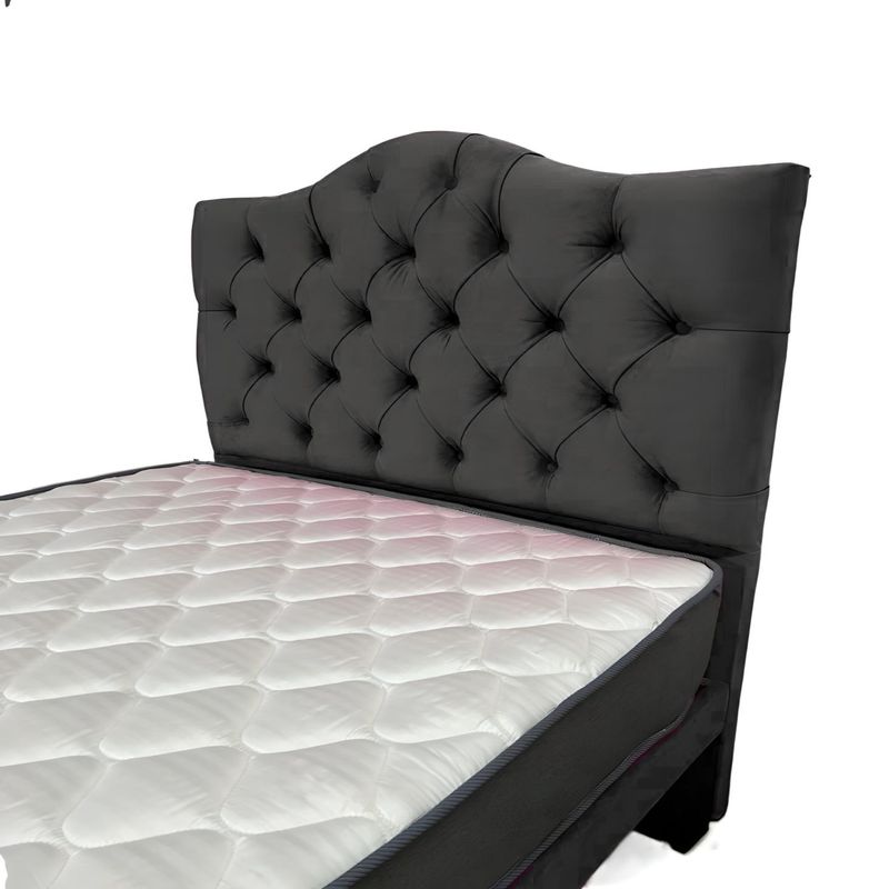 FLOBAL - Cama 1 Plaza Negro Incluye Base Respaldo y Colchón de resortes
