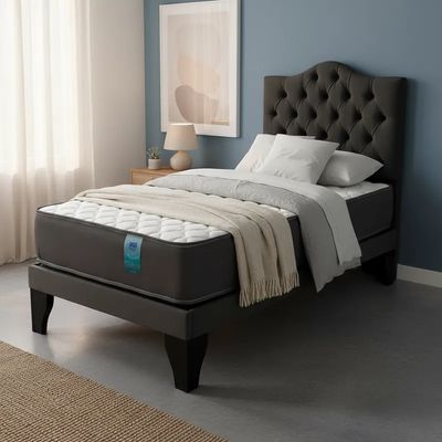 Imagen 2 del producto Cama 1 Plaza Negro Incluye Base Respaldo y Colchón de resortes