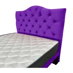 FLOBAL - Cama 1 Plaza Morado Incluye Base Respaldo y Colchón de resortes