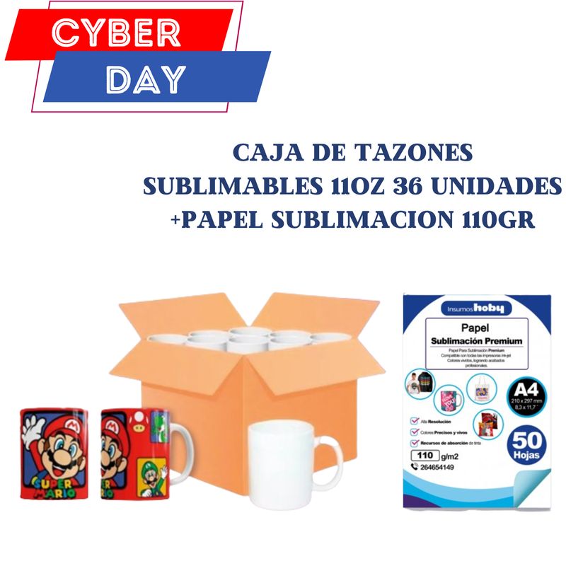 GENERICO - CAJA TAZONES SUBLIMABLES 11OZ + PAPEL DE SUBLIMACION OB968