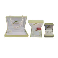 MALLORCA - Set Collar de Perlas 50cm Aros y Pulsera de Enchapado en Oro