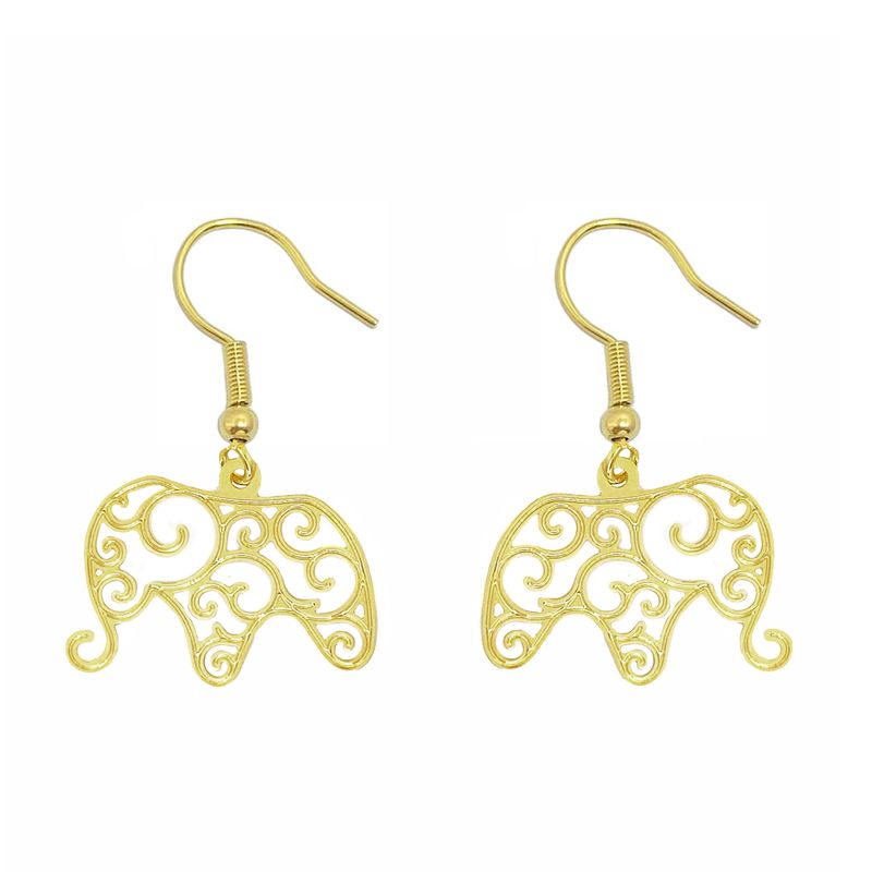 ANDREA COGGIOLA JOYAS - Aros Elefante Colgante Gancho Enchapado Oro 18K