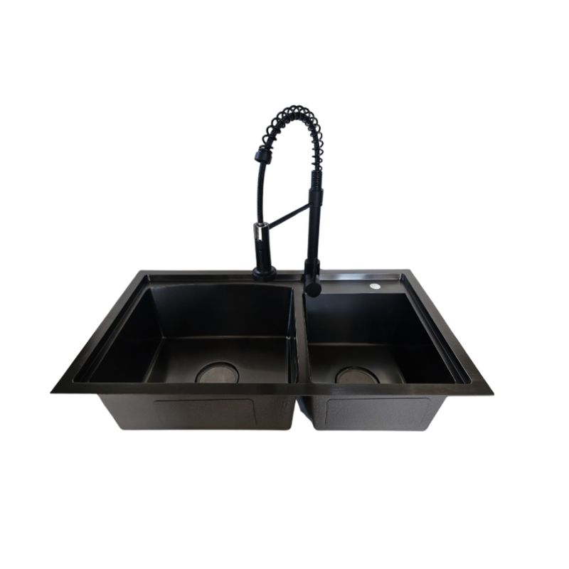 MODERN SPACE - Lavaplatos78x43 cm Negro + Grifería Negra Industrial