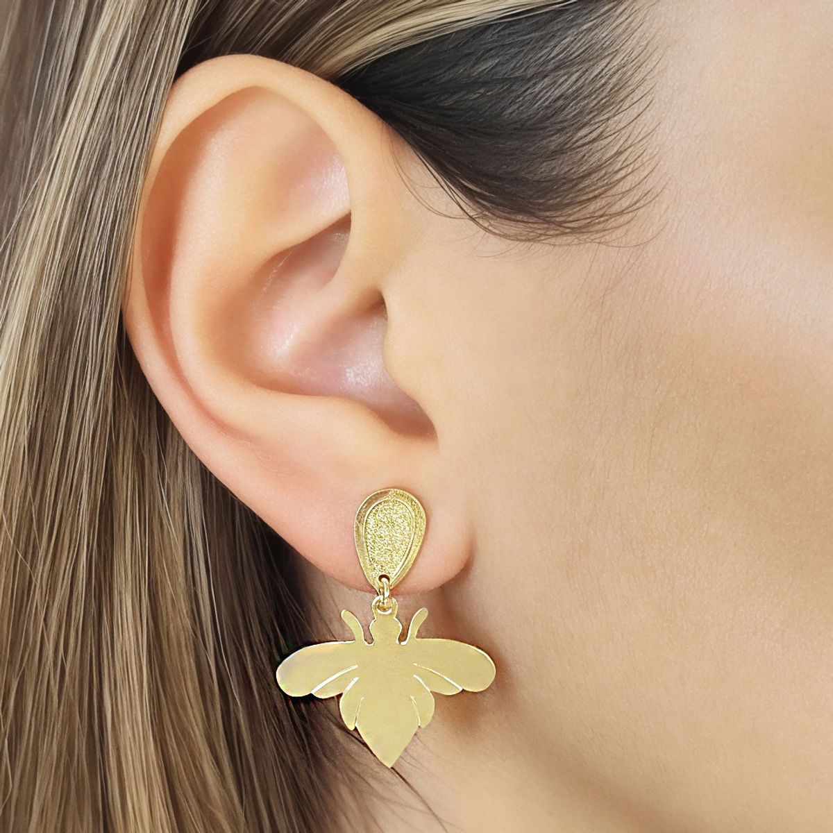 COGGIOLA - Aros Abeja Tope Enchapado Oro 18K