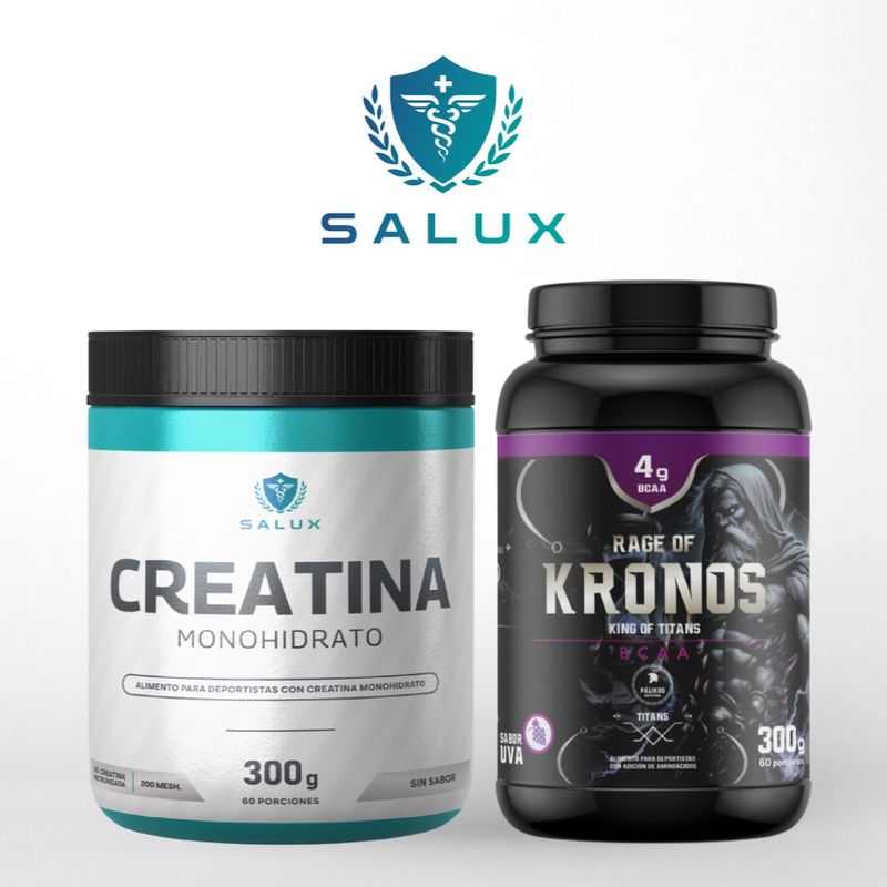 PALIKOS FITNESS - Aminoacido BCAA + creatina monohidrato Salux 60 servicios c/u
