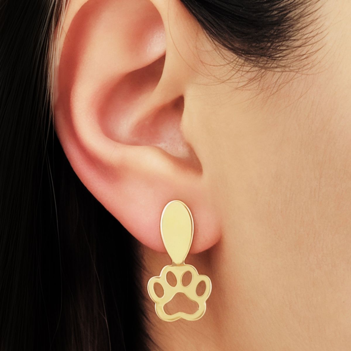 COGGIOLA - Aros Huella Colgante Tope Enchapado Oro 18K