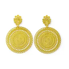 ANDREA COGGIOLA JOYAS - Aros Mandala Redondo Tope Barroco Enchapado Oro 18K