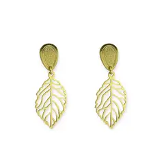 ANDREA COGGIOLA JOYAS - Aros Hoja Tope Gota Enchapado Oro 18K
