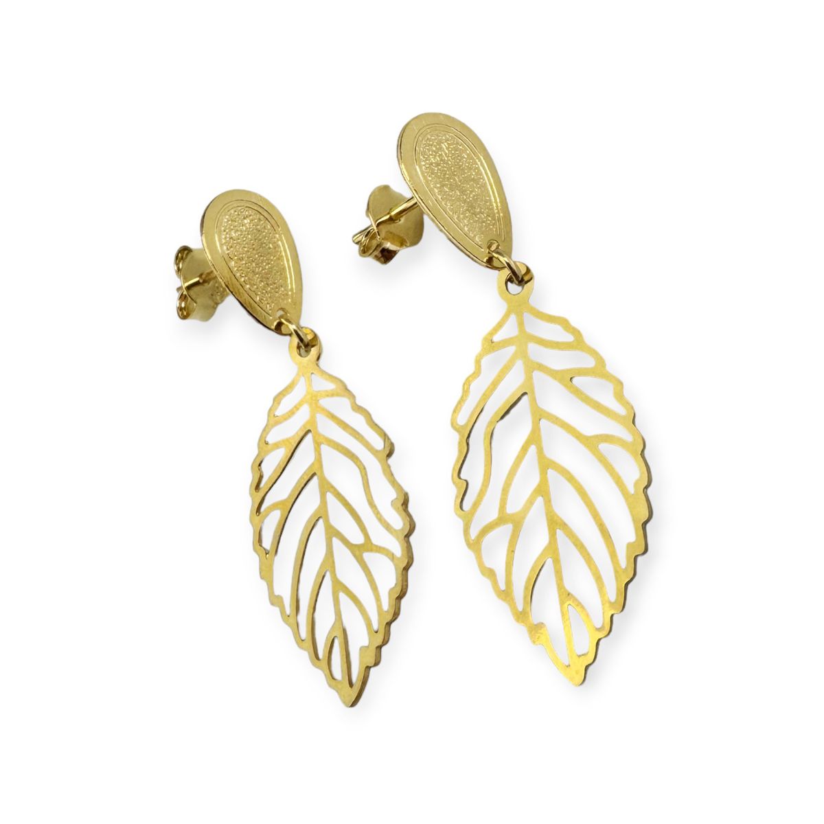 COGGIOLA - Aros Hoja Tope Gota Enchapado Oro 18K