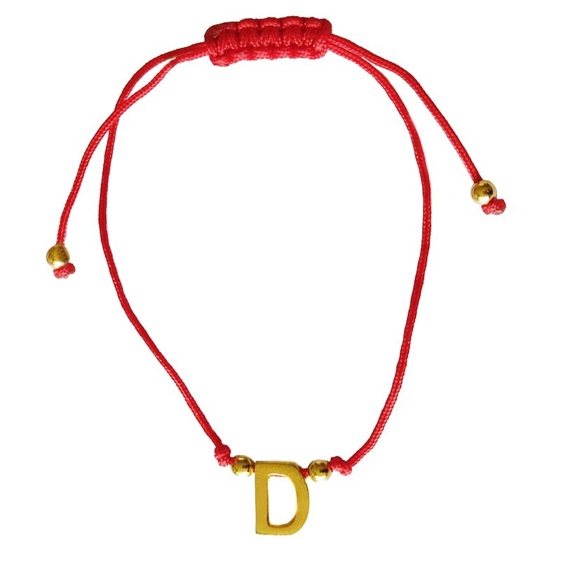 ANDREA COGGIOLA JOYAS - Pulsera Letras D Cordón Rojo Enchapado Oro 18K