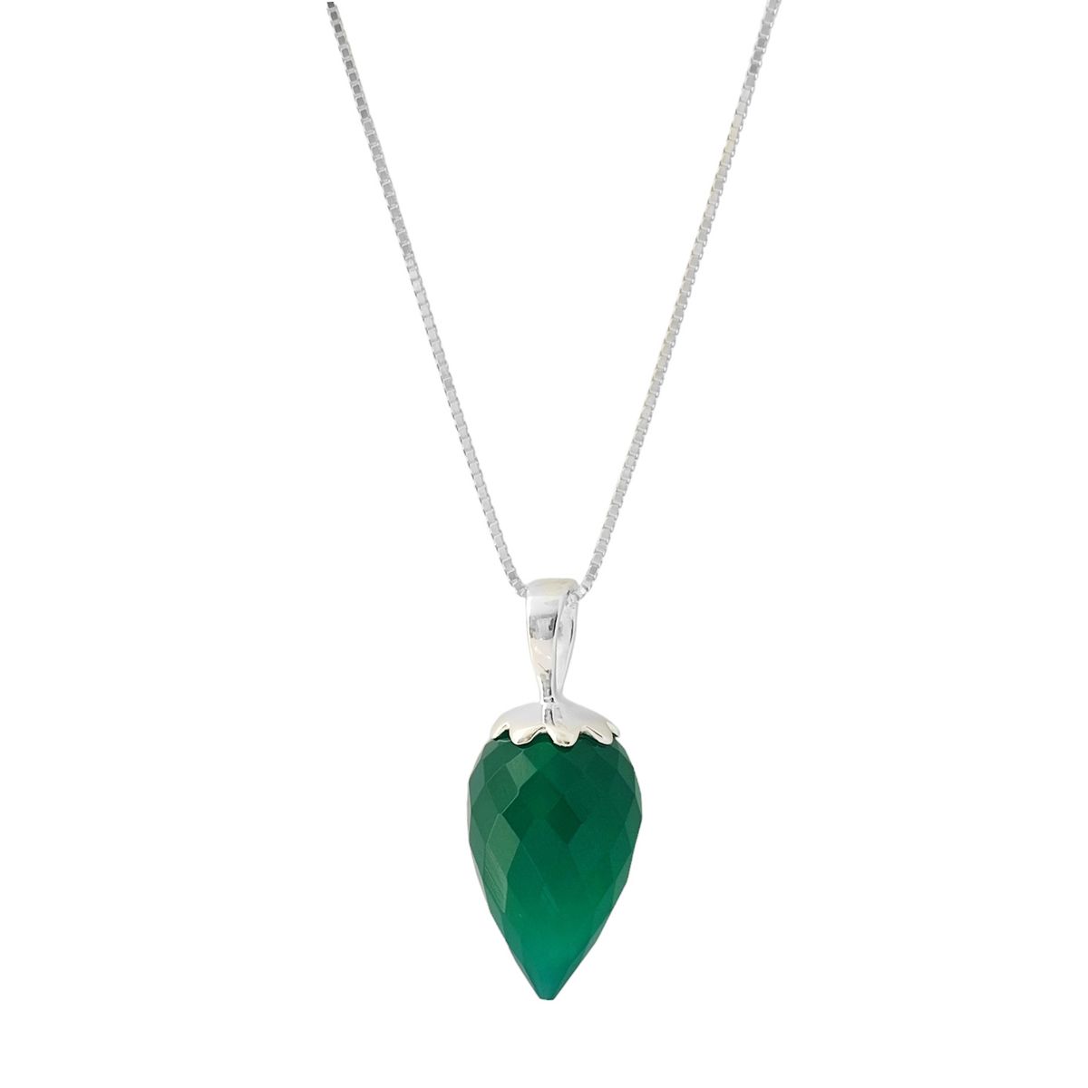 COGGIOLA - Collar Péndulo Facetado Ónix Verde Plata Fina 925