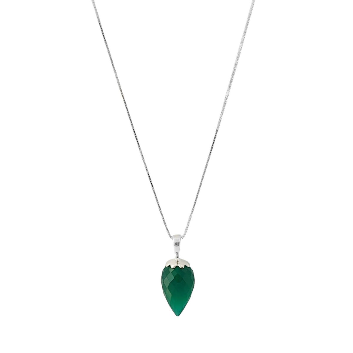 COGGIOLA - Collar Péndulo Facetado Ónix Verde Plata Fina 925
