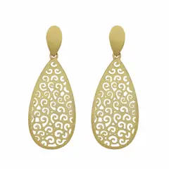 ANDREA COGGIOLA JOYAS - Aros Gota Crespos Enchapado Oro 18K