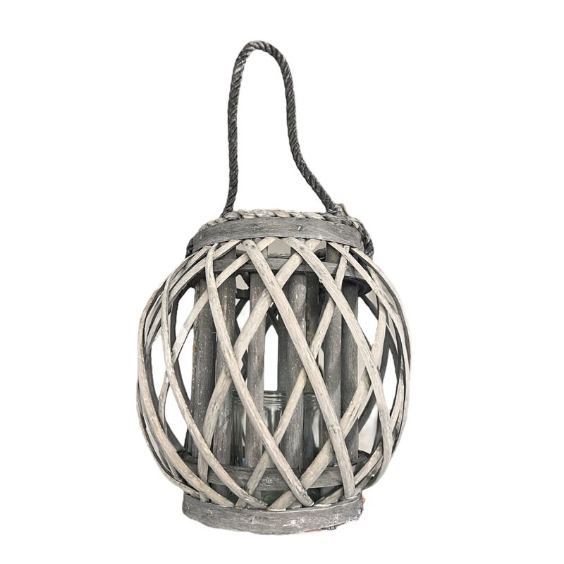 GENERICO - Porta Vela Candelabro Decorativo Rustico Esfera Madera