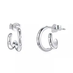LA GARZA - Aros Plata Doble Argolla Mujer