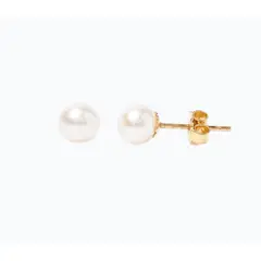 LA GARZA - Aros Oro Amarillo 18 Kts Perla Cultivada 6 mm Mujer