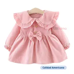 JUMP KIDS - Vestido de Cotelé Con Volados Forrado En Plush Niña