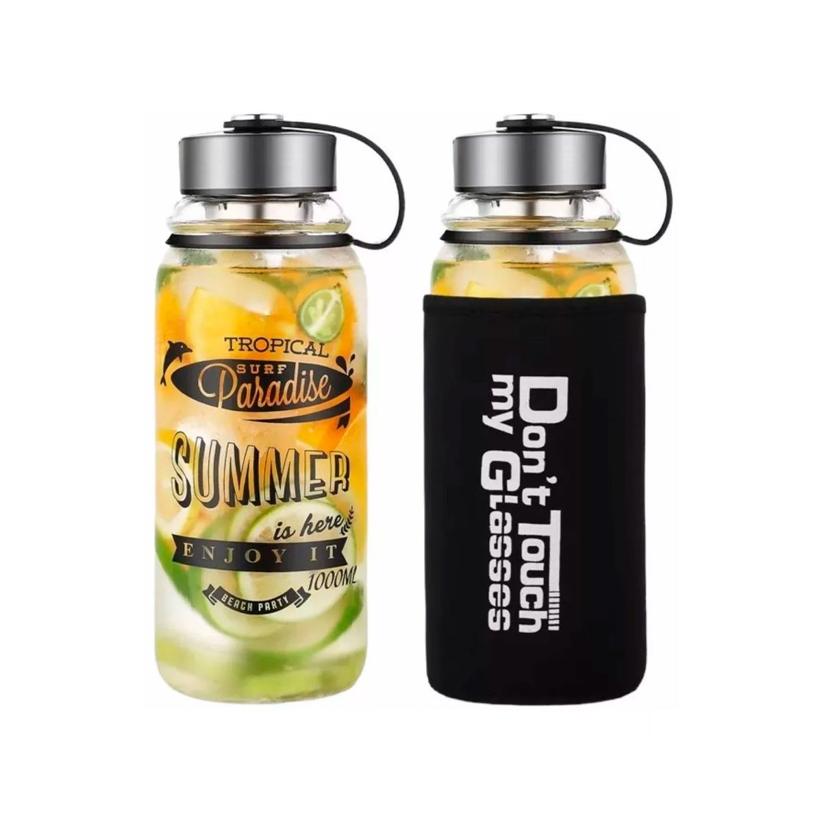 GEN42 - Botella De Vidrio Con Infusión 1000ml Con Funda