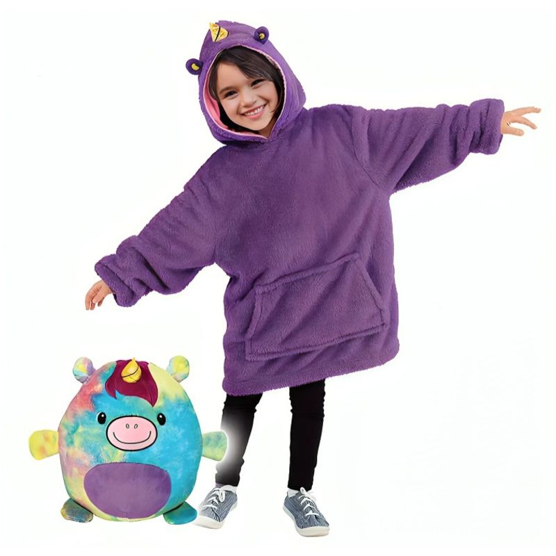 OEM - Polerón Peluche Infantil Con Capucha Mascotas Divertidas
