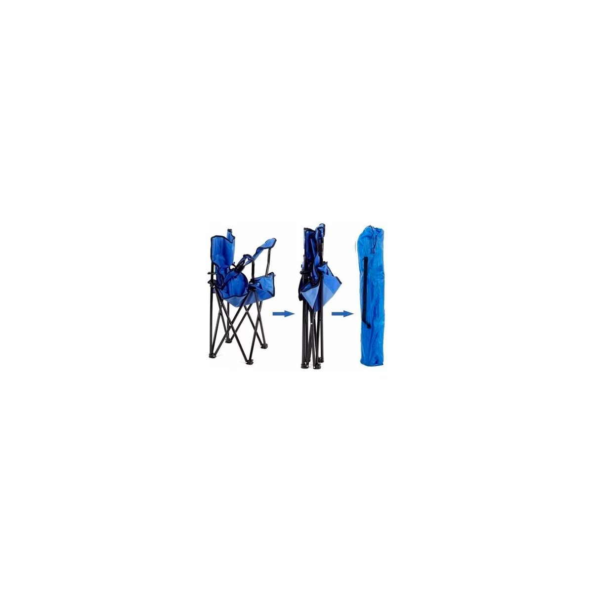 GENERICO - Silla Plegable Camping Picnic Con Porta Vasos Color Azul ma
