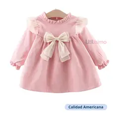JUMP KIDS - Vestido de Cotelé Forrado En Algodón Con Moño Niña