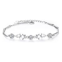 Pulsera Bañado en plata Ajustable Estrellas Circón En Plateado
