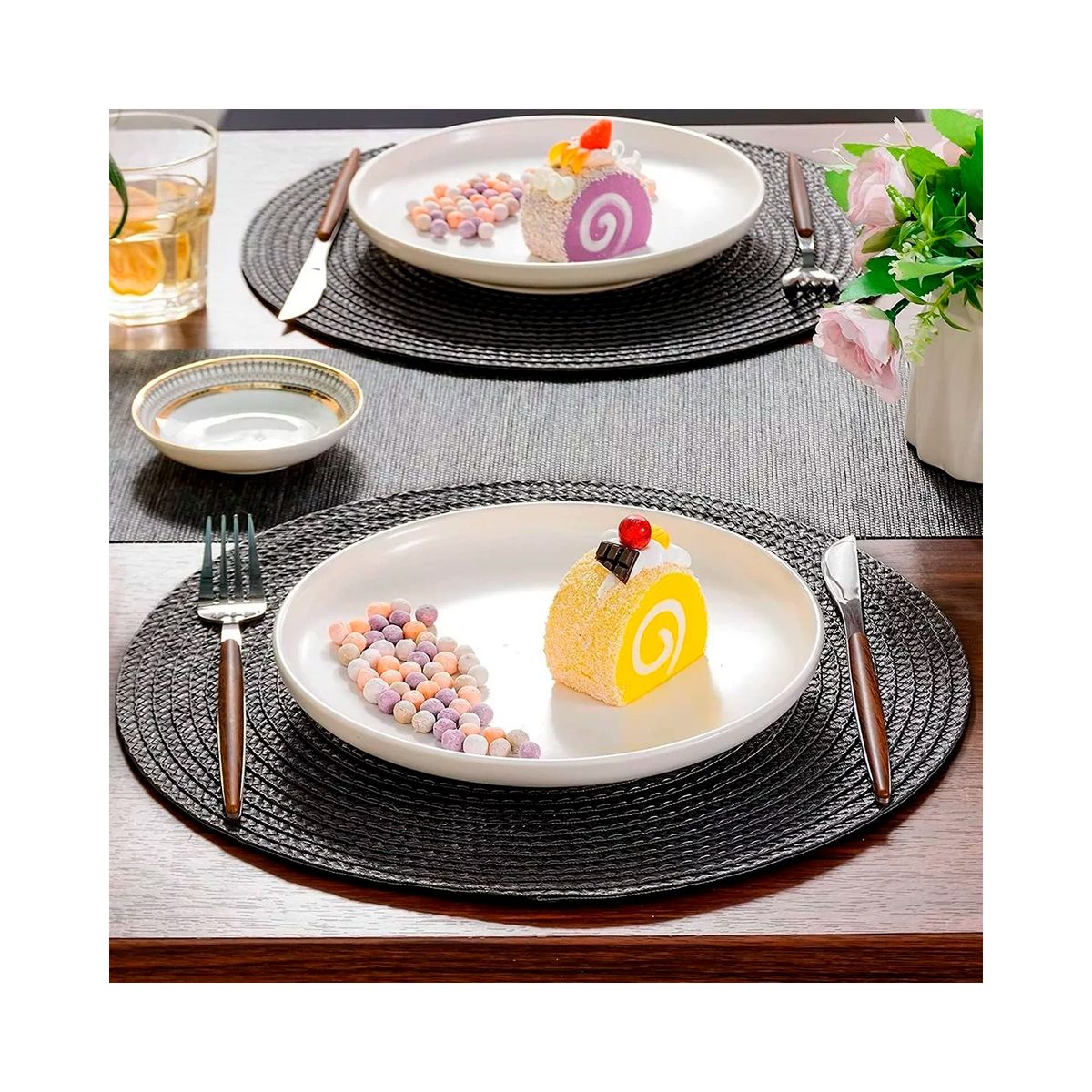 GENERICO - Set De 6 Individuales Redondos Trenzados 38 Cm