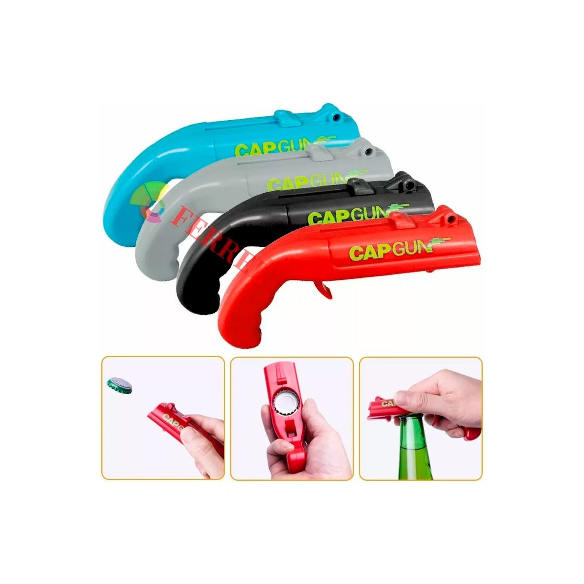 GENERICO - Destapador Cerveza Y Lanzador Tapas Tipo Pistola Abre Tapas Color Azul