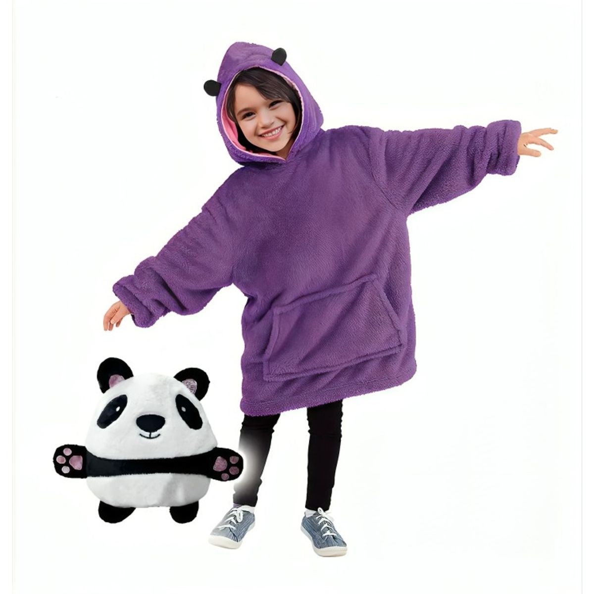 OEM - Polerón Peluche Infantil Con Capucha Mascotas Divertidas