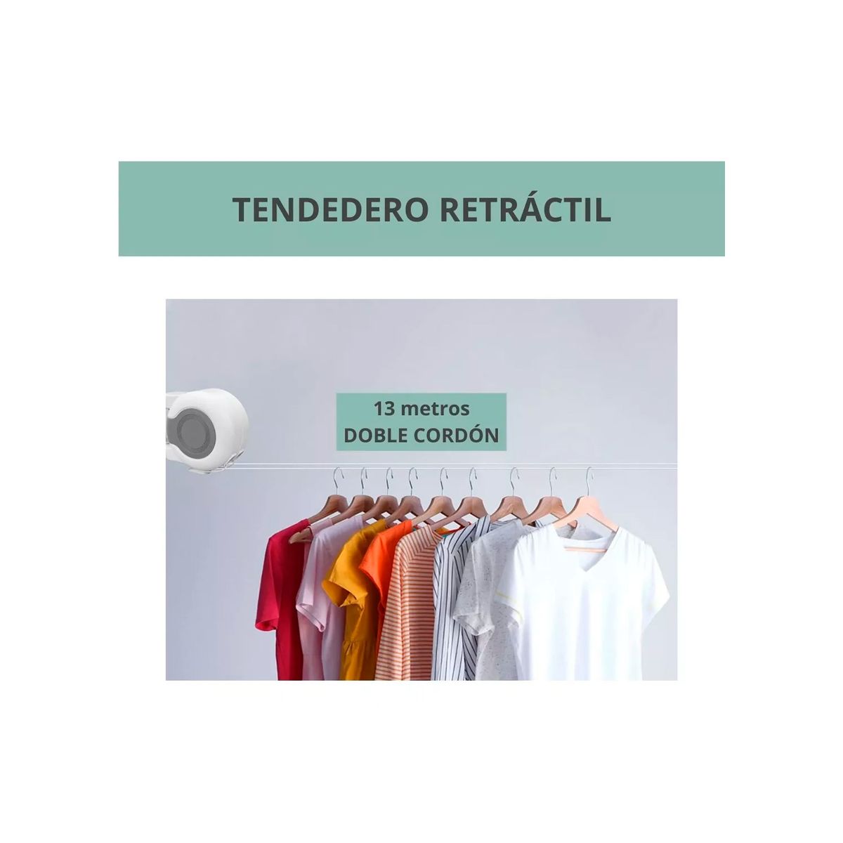 GENERICO - Tendedero Retractil Colgador Ropa De Pared Doble Linea