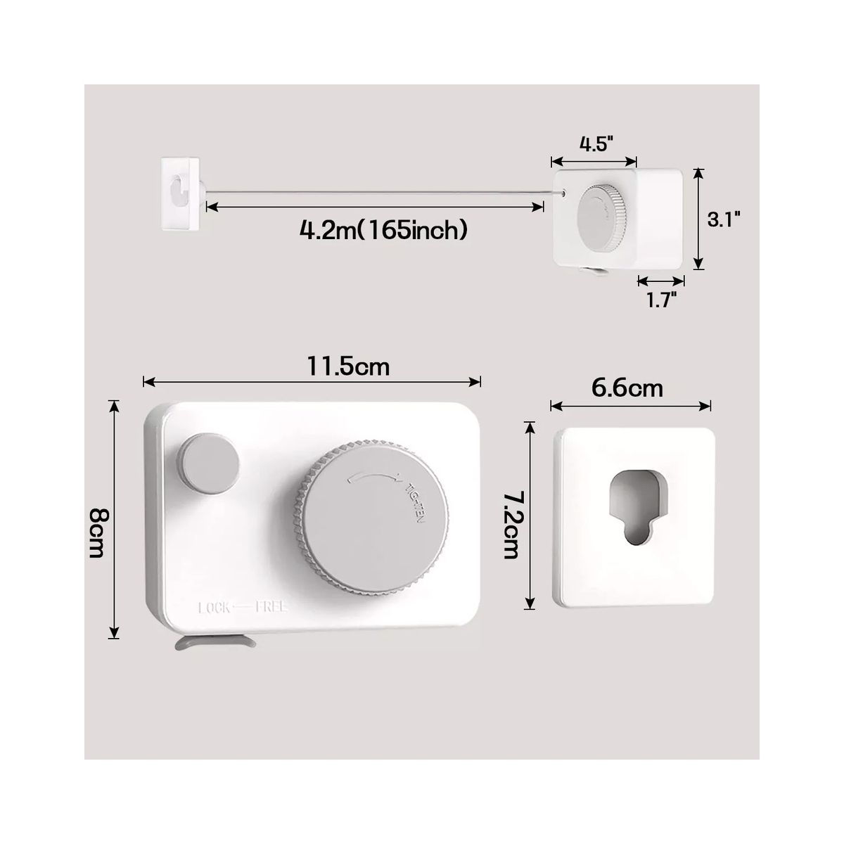 GENERICO - Tendedero Retráctil Ropa Colgador Anticaída Acero Inoxidable