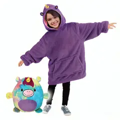 OEM - Polerón Peluche Infantil Con Capucha Mascotas Divertidas