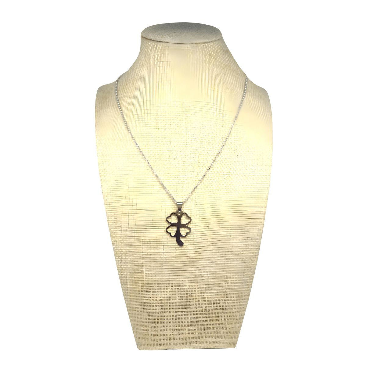 GENERICO - Collar de Acero Inoxidable dije Trébol Corazones