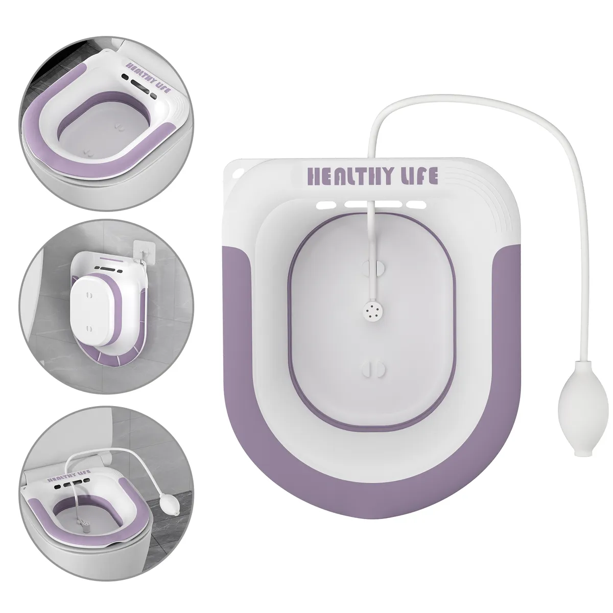 AIZO - Baño Asiento Alivio Hemorroides Embarazadas Bidé Plegable Púrpura