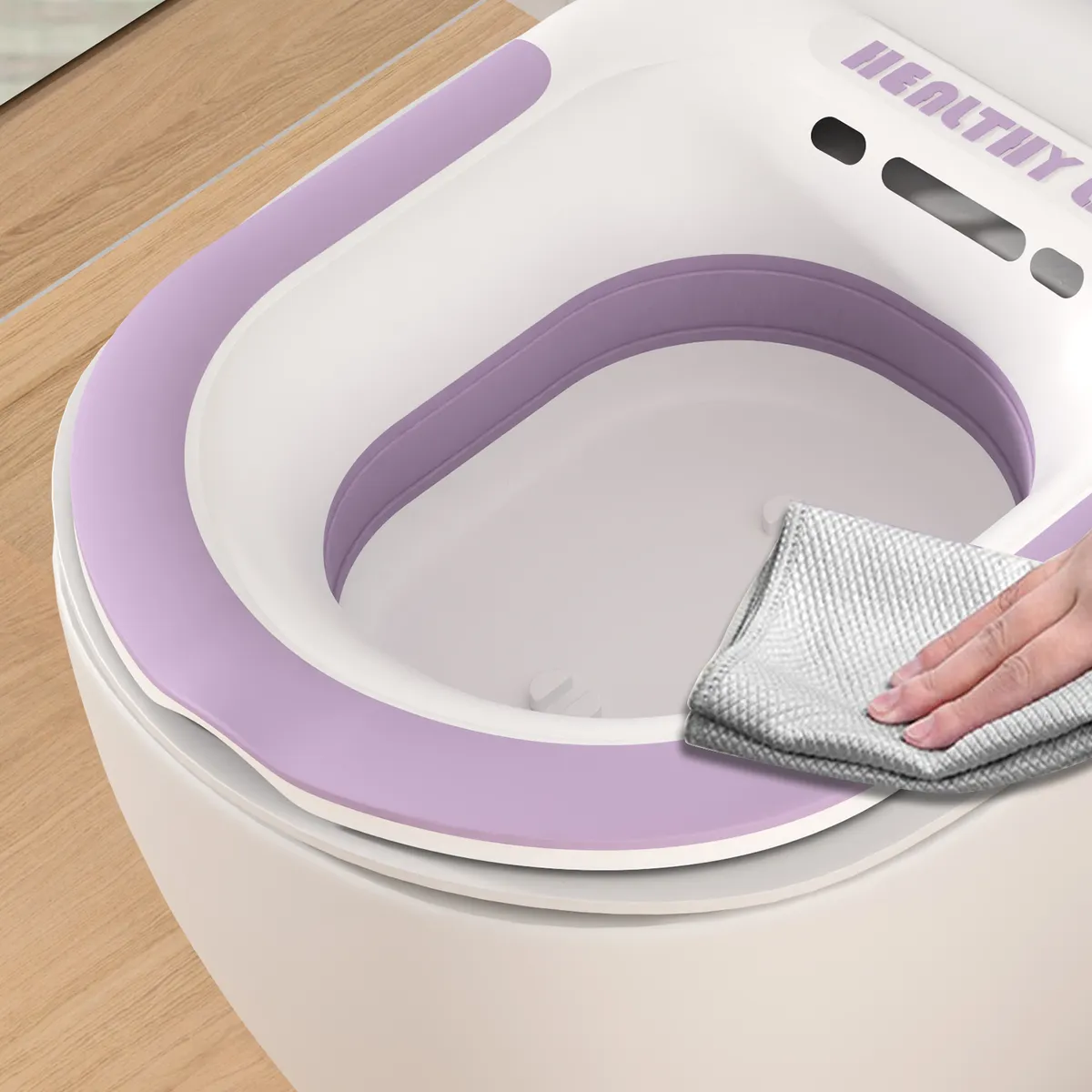 AIZO - Baño Asiento Alivio Hemorroides Embarazadas Bidé Plegable Púrpura