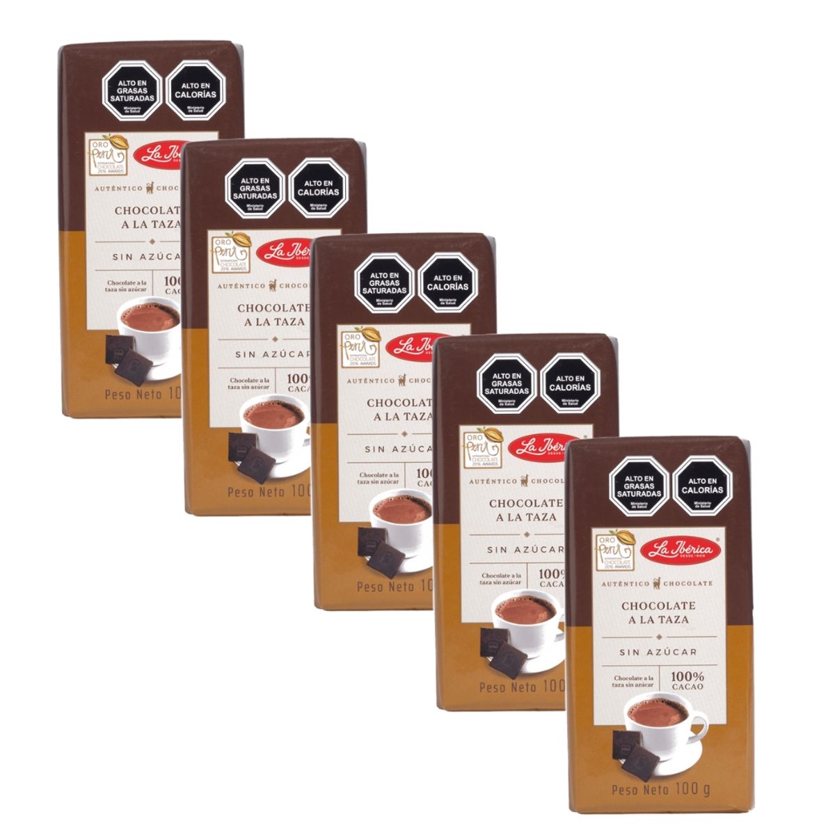 LA IBERICA - PACK X 5 CHOCOLATE A LA TAZA 100% CACAO 100G LA IBÉRICA