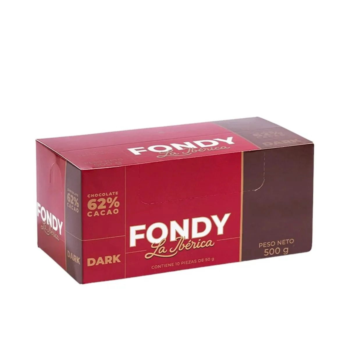 LA IBERICA - PACK X 10 CHOCOLATE BITTER EN BARRA DARK 62% 50G LA IBÉRICA