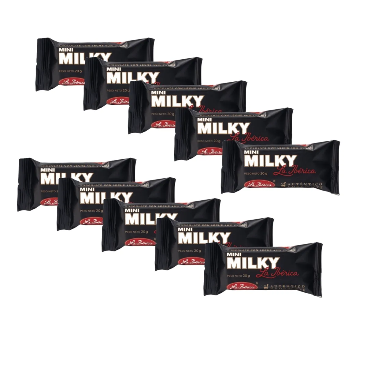 LA IBERICA - PACK X10 CHOCOLATE EN BARRA MINI MILKY 20G