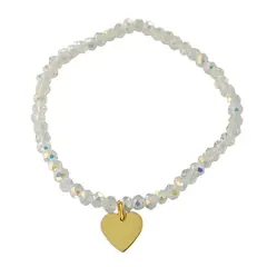 ANDREA COGGIOLA JOYAS - Pulsera Cristal Tornasol Corazón Enchapado Oro 18K