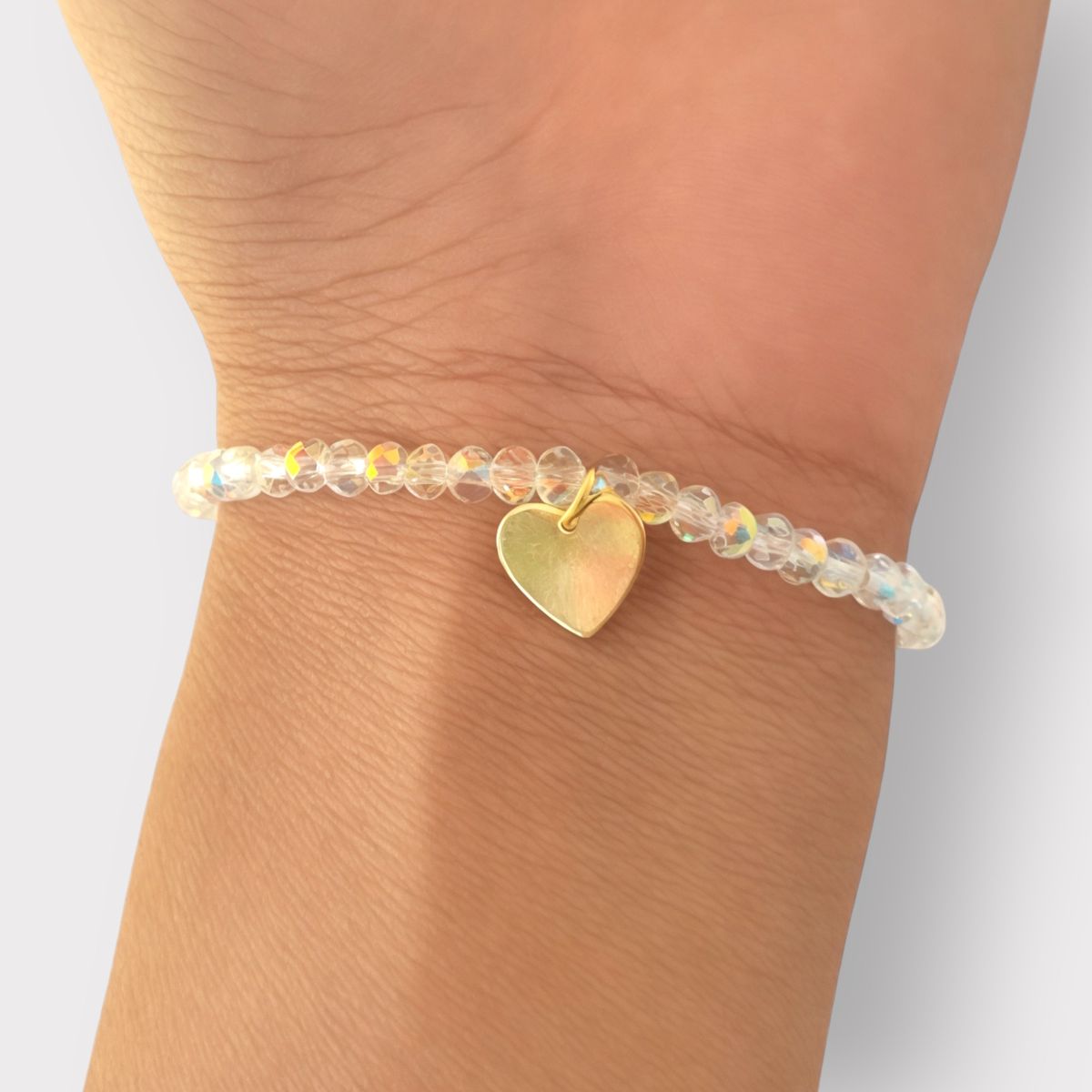 COGGIOLA - Pulsera Cristal Tornasol Corazón Enchapado Oro 18K