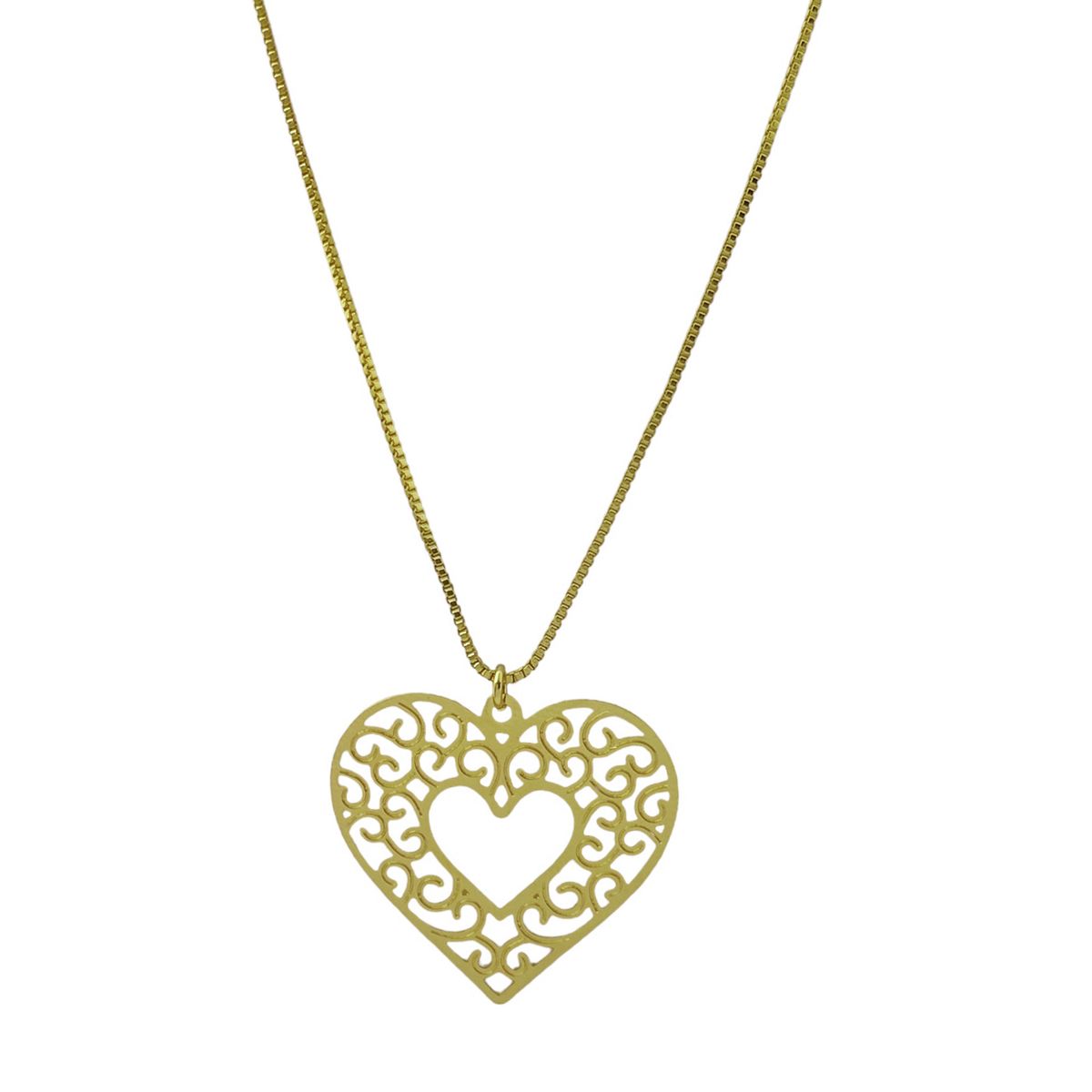 COGGIOLA - Collar Corazón Calado Veneciana Enchapado Oro 18K