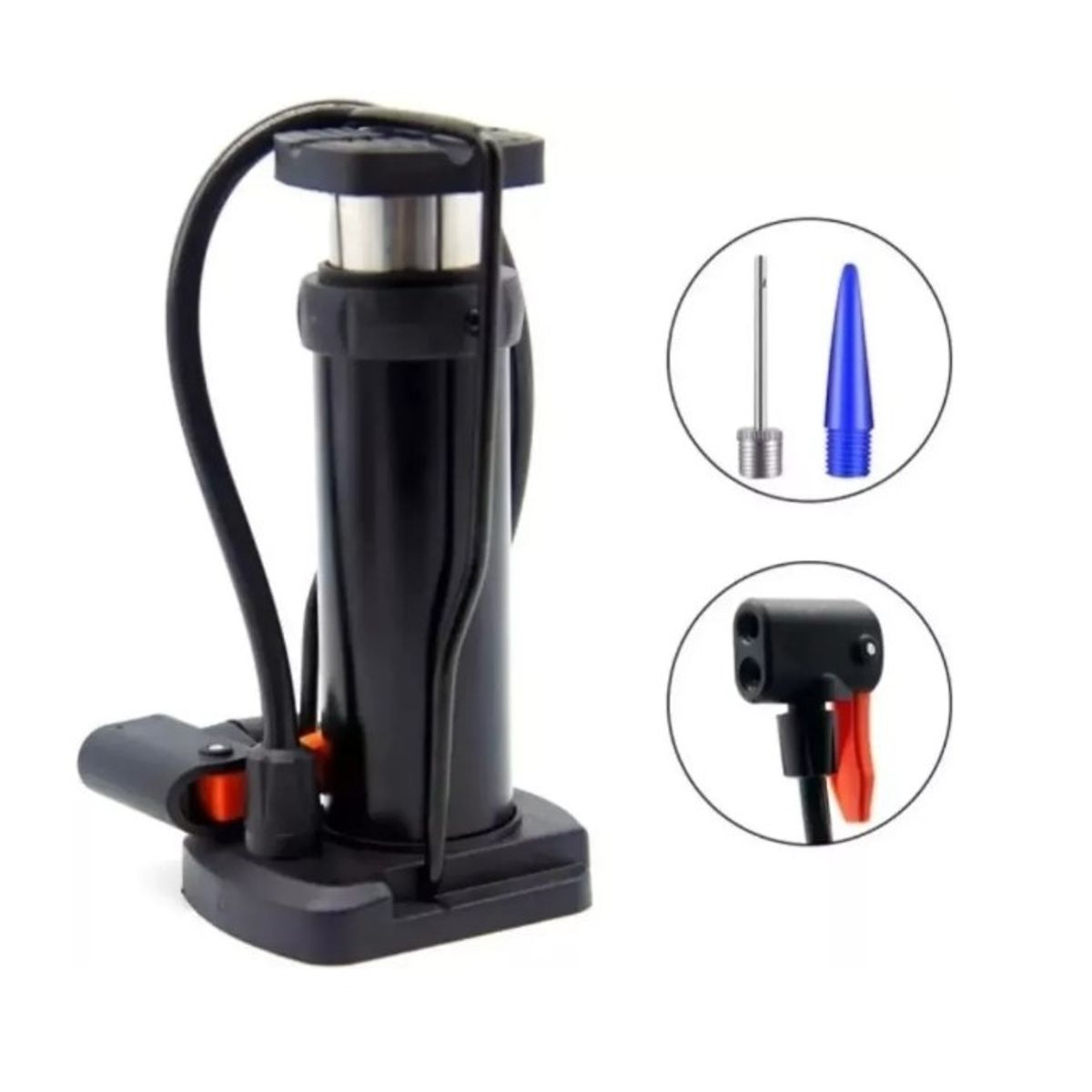 GENERICO - Bombin Inflador Con El Pie Para Bicicleta Moto Pelotas